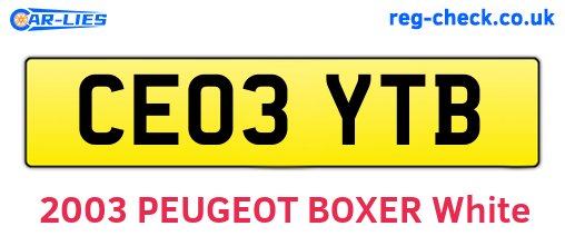 CE03YTB are the vehicle registration plates.