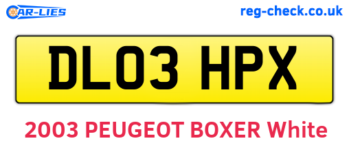 DL03HPX are the vehicle registration plates.