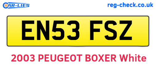 EN53FSZ are the vehicle registration plates.