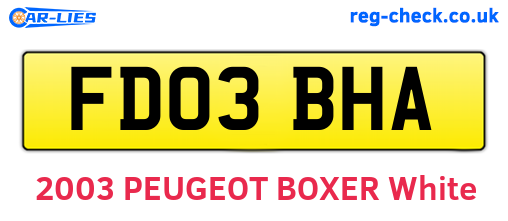 FD03BHA are the vehicle registration plates.