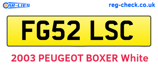 FG52LSC are the vehicle registration plates.