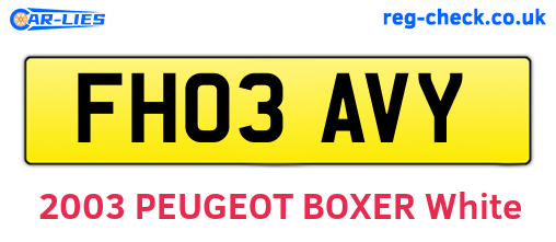 FH03AVY are the vehicle registration plates.