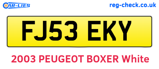 FJ53EKY are the vehicle registration plates.