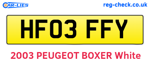 HF03FFY are the vehicle registration plates.