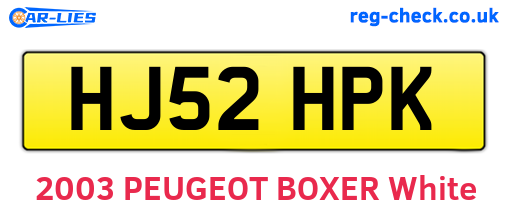 HJ52HPK are the vehicle registration plates.