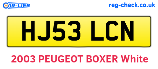 HJ53LCN are the vehicle registration plates.