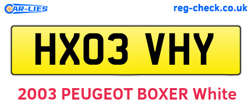 HX03VHY are the vehicle registration plates.