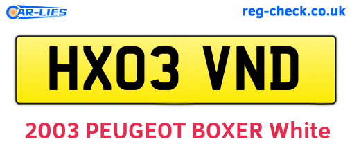 HX03VND are the vehicle registration plates.