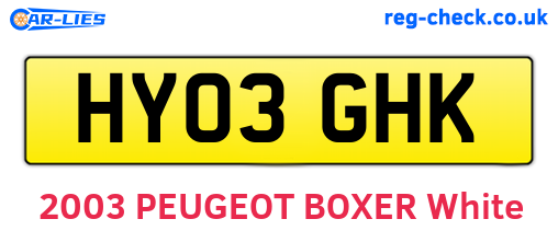HY03GHK are the vehicle registration plates.