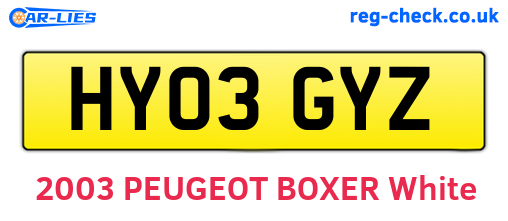 HY03GYZ are the vehicle registration plates.
