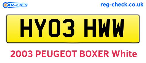 HY03HWW are the vehicle registration plates.