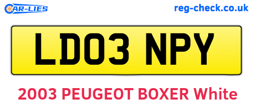 LD03NPY are the vehicle registration plates.