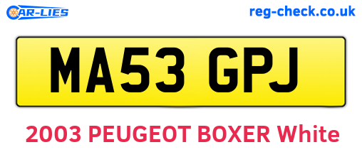 MA53GPJ are the vehicle registration plates.
