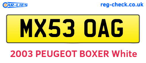 MX53OAG are the vehicle registration plates.