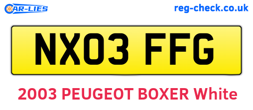 NX03FFG are the vehicle registration plates.