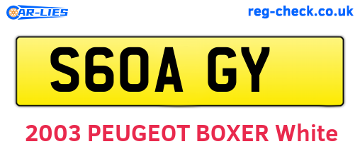 S60AGY are the vehicle registration plates.