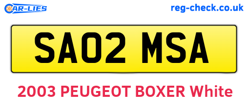 SA02MSA are the vehicle registration plates.