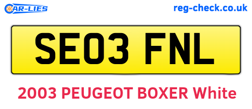 SE03FNL are the vehicle registration plates.