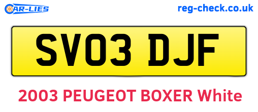 SV03DJF are the vehicle registration plates.
