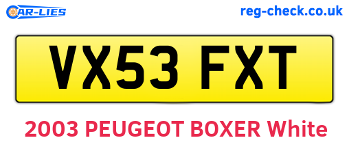 VX53FXT are the vehicle registration plates.
