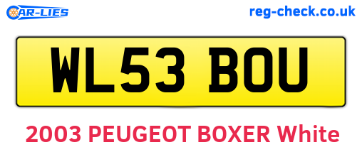 WL53BOU are the vehicle registration plates.