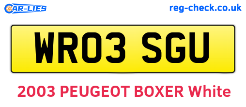 WR03SGU are the vehicle registration plates.