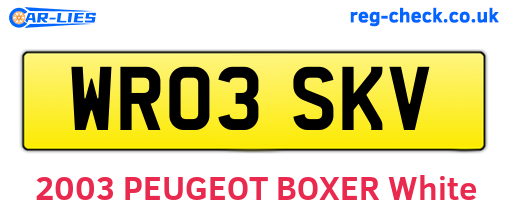 WR03SKV are the vehicle registration plates.