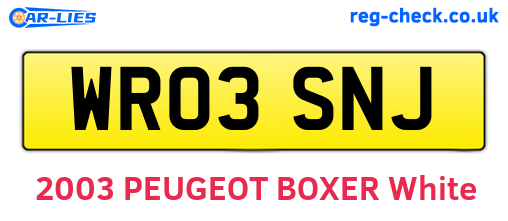 WR03SNJ are the vehicle registration plates.