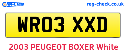 WR03XXD are the vehicle registration plates.