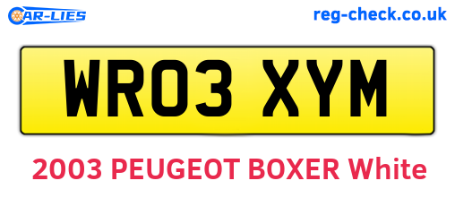WR03XYM are the vehicle registration plates.