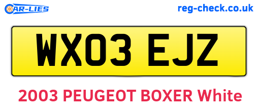 WX03EJZ are the vehicle registration plates.