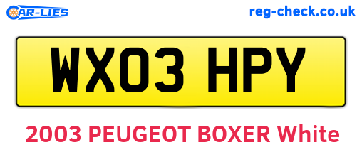 WX03HPY are the vehicle registration plates.