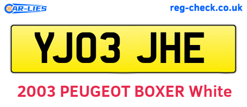 YJ03JHE are the vehicle registration plates.