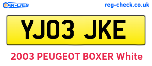 YJ03JKE are the vehicle registration plates.