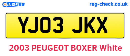 YJ03JKX are the vehicle registration plates.