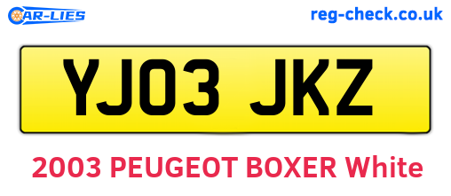 YJ03JKZ are the vehicle registration plates.