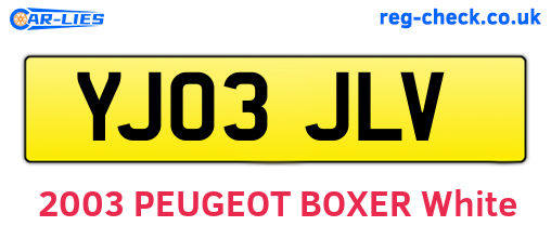 YJ03JLV are the vehicle registration plates.