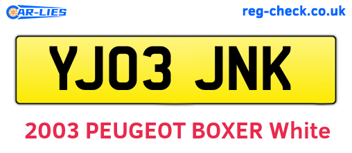 YJ03JNK are the vehicle registration plates.