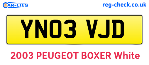 YN03VJD are the vehicle registration plates.