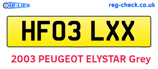 HF03LXX are the vehicle registration plates.