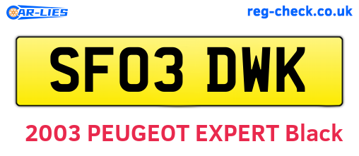 SF03DWK are the vehicle registration plates.