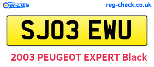 SJ03EWU are the vehicle registration plates.