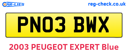 PN03BWX are the vehicle registration plates.