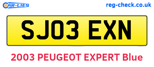 SJ03EXN are the vehicle registration plates.