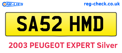 SA52HMD are the vehicle registration plates.