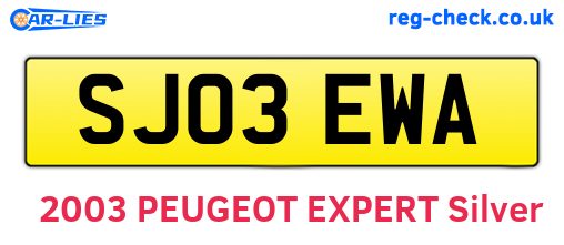 SJ03EWA are the vehicle registration plates.