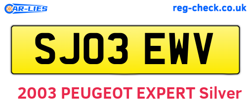 SJ03EWV are the vehicle registration plates.