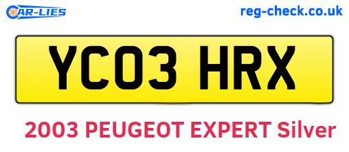 YC03HRX are the vehicle registration plates.
