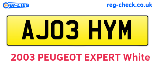 AJ03HYM are the vehicle registration plates.