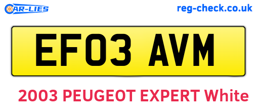EF03AVM are the vehicle registration plates.